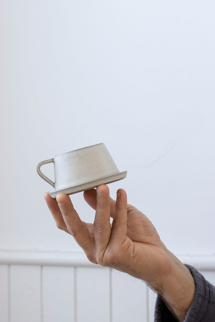 Tapered Espresso Cup & Saucer | Cloud White | by Borja Moronta