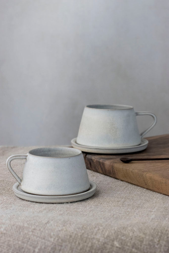 Tapered Espresso Cup & Saucer | Cloud White | by Borja Moronta