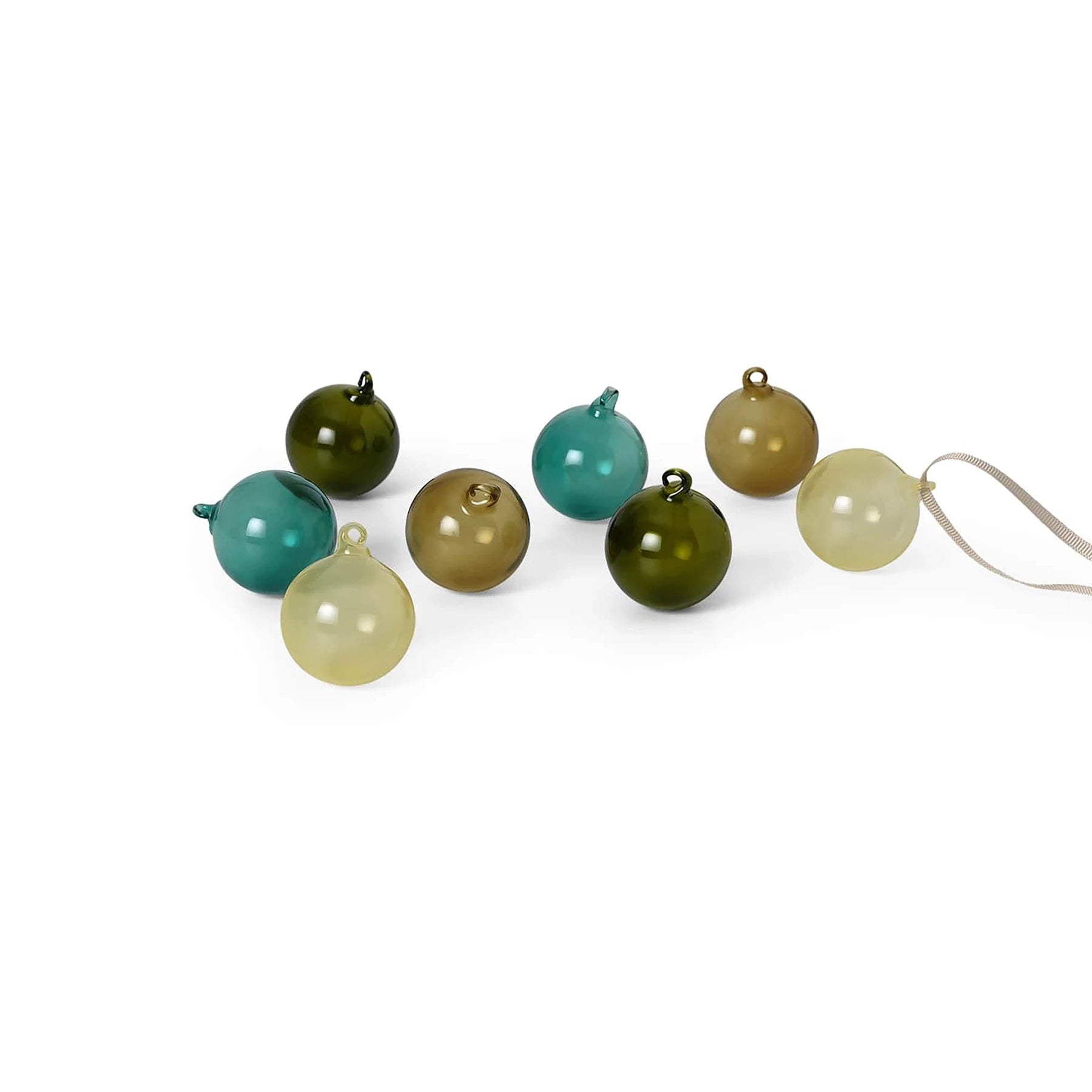 ferm Living Glass Baubles Set of 8 Small in Mixed Dark Colours | Lifestory