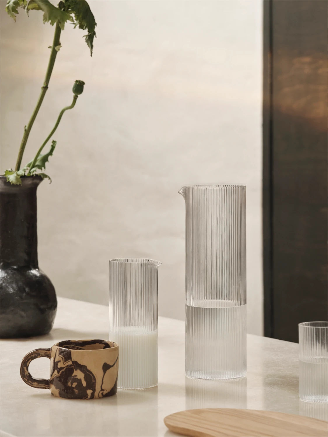 ferm Living Ripple Water and Milk Jug in Clear Glass at  Lifestory