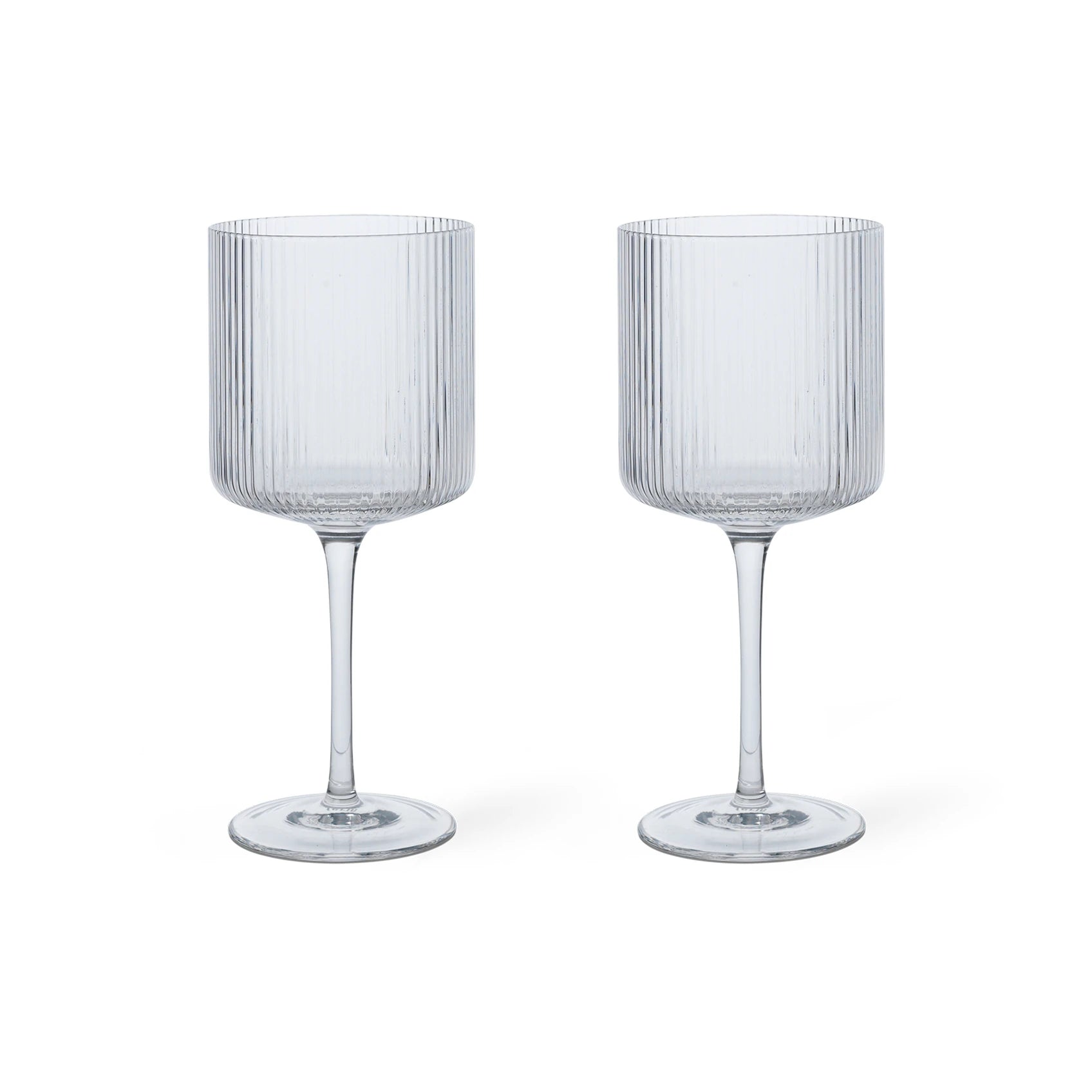 ferm Living Set of 2 Ripple Red Wine Glasses in Clear Glass | Lifestory