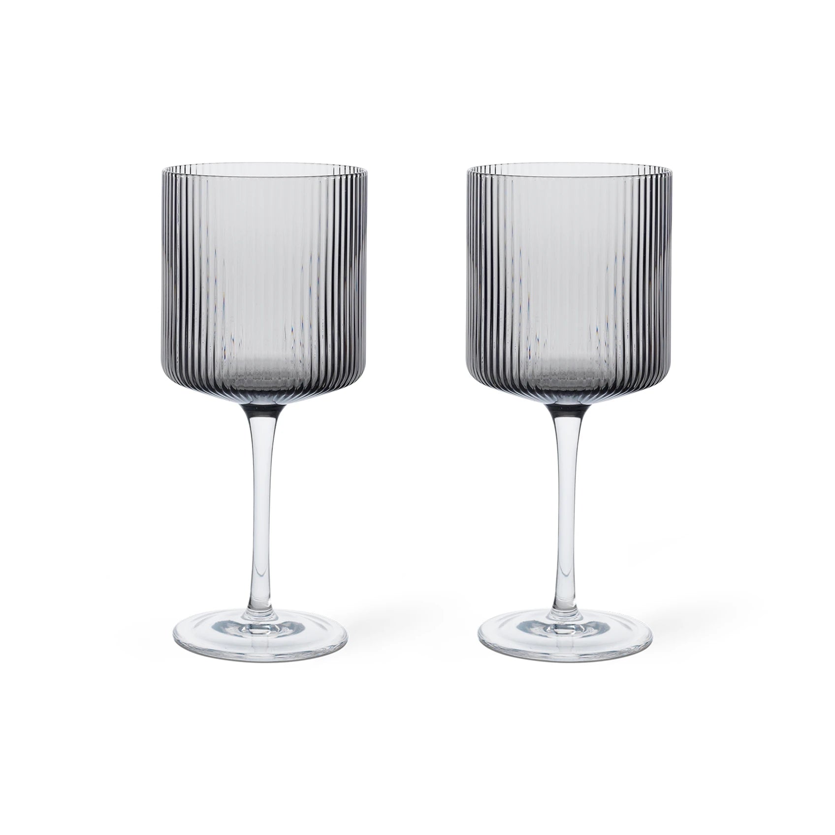 ferm Living Set of 2 Ripple Red Wine Glasses in Smoked Grey | Lifestory