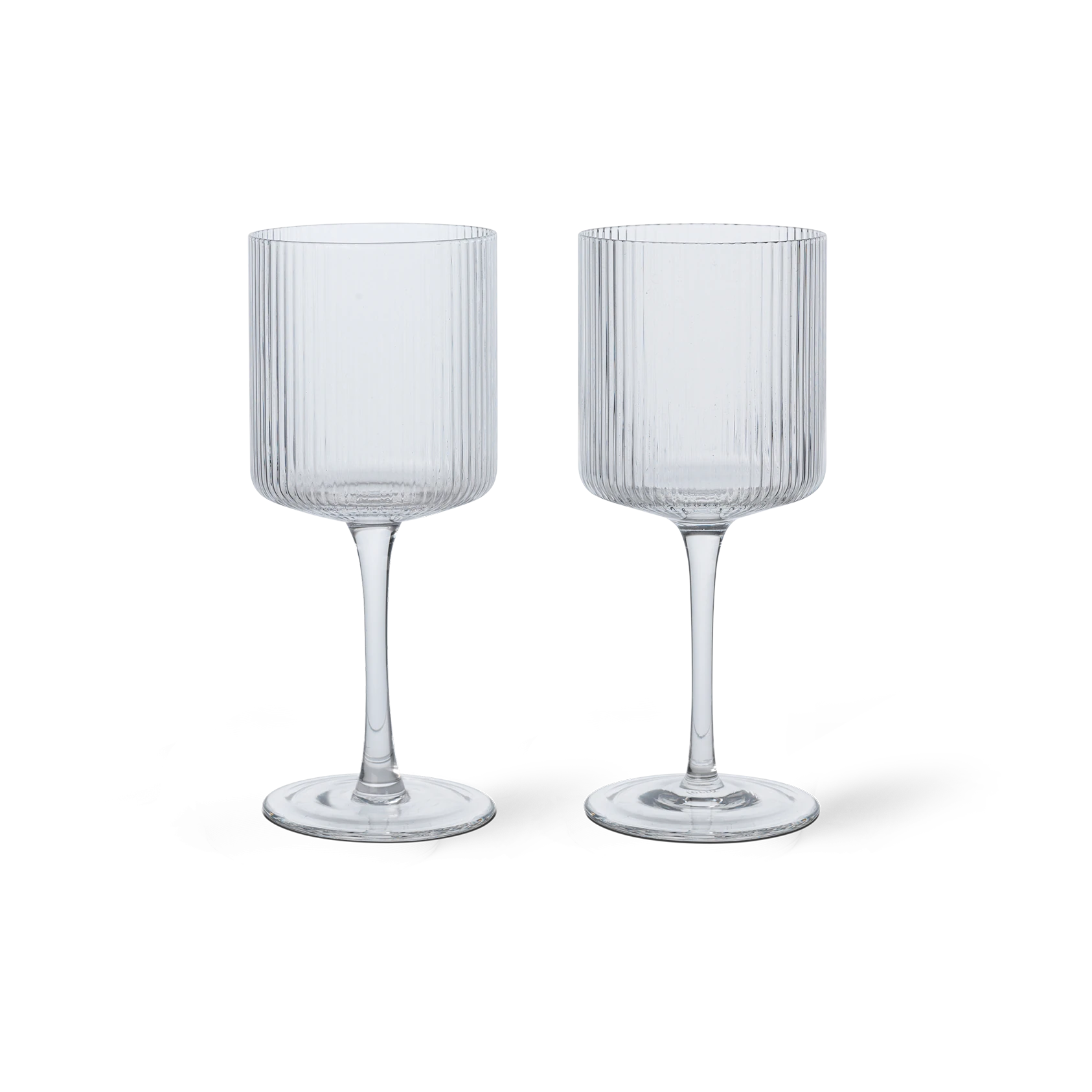 ferm Living Set of 2 Ripple White Wine Glasses in Clear Glass | Lifestory