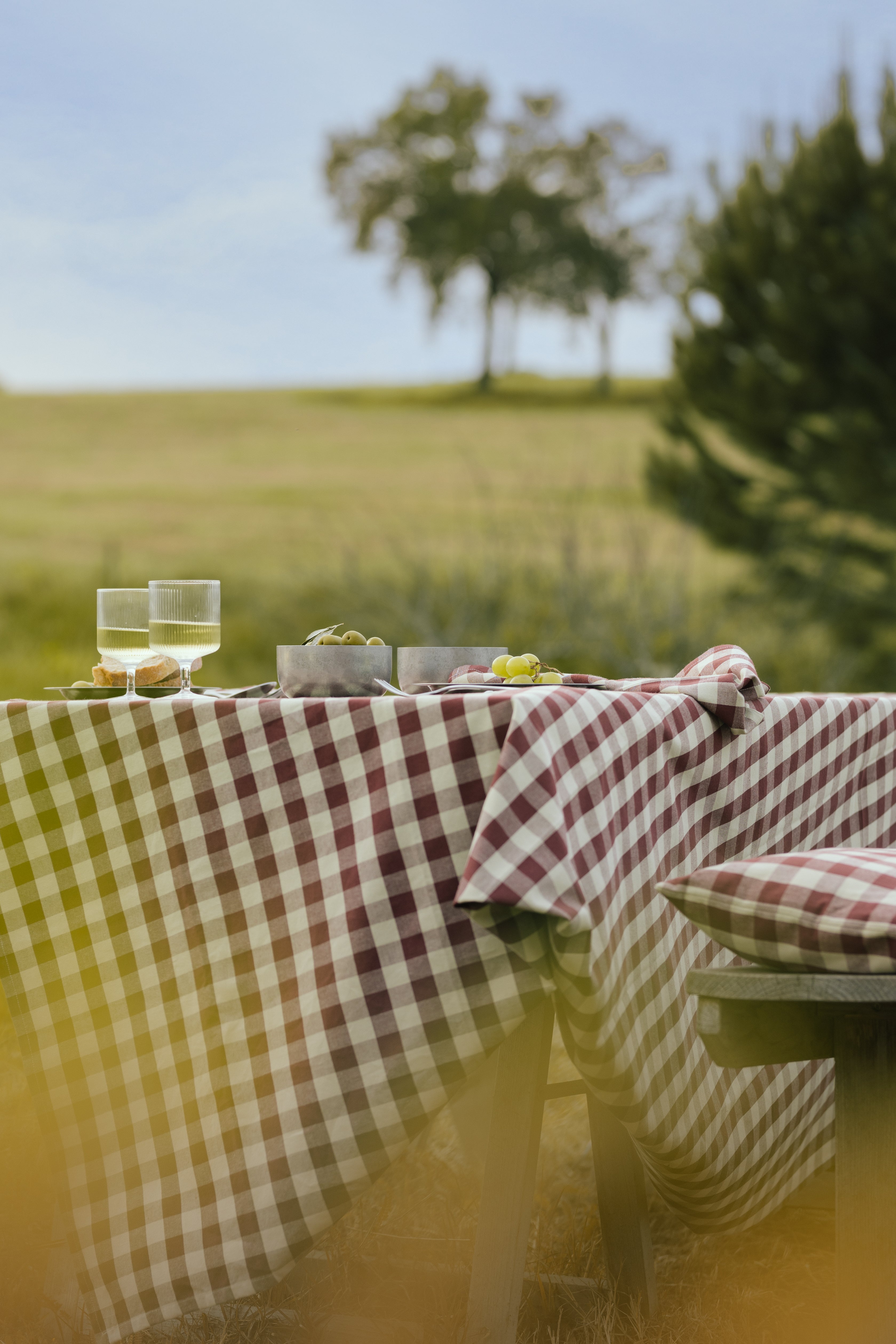 Ferm Living Set of 4 Bothy Check Napkins in Cinnamon & Grey Cotton | Lifestory