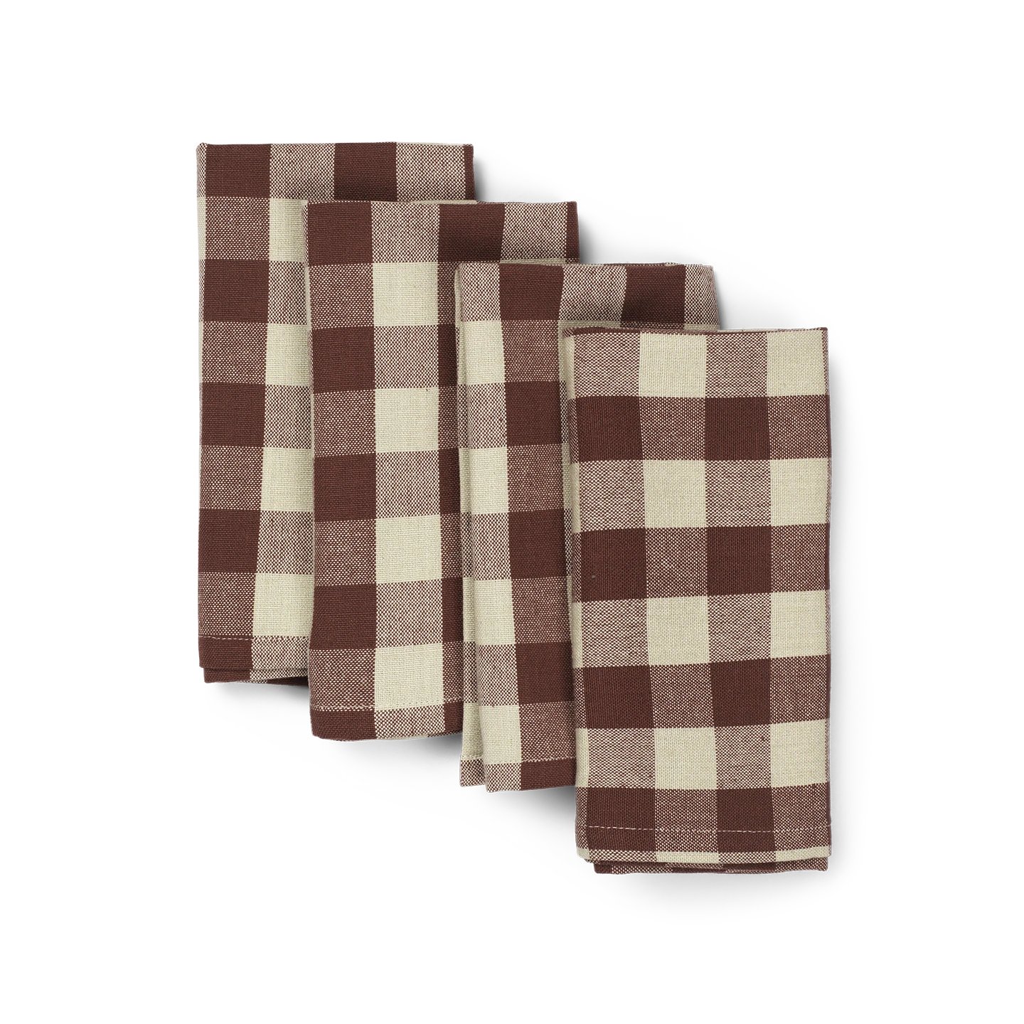 Ferm Living Set of 4 Bothy Check Napkins in Cinnamon & Grey Cotton