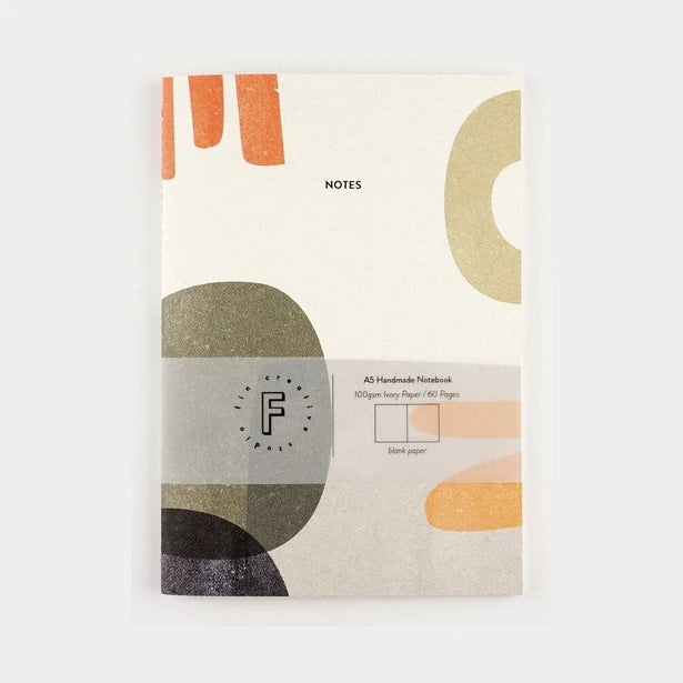 Fin Studio A5 Blank Abstract Patterned Pastel Tones Notebook in Botanic Green | Lifestory