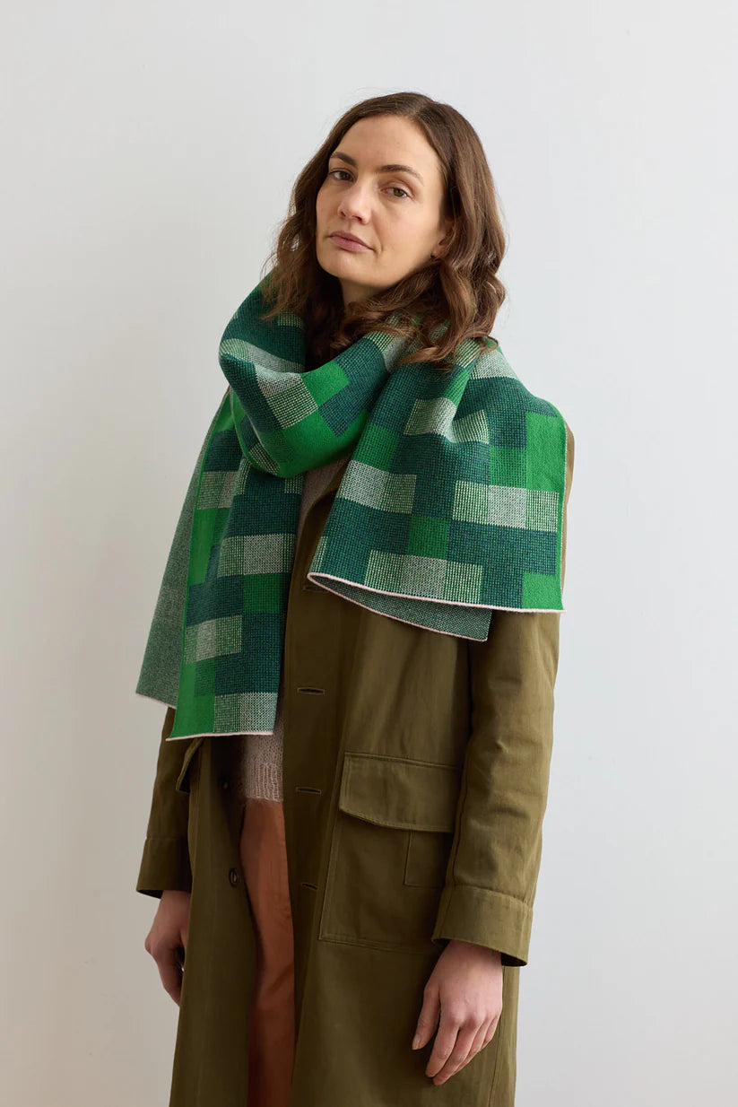 Scarf 'Faro' in Oxide Green + Ink by Hilary Grant | Lifestory