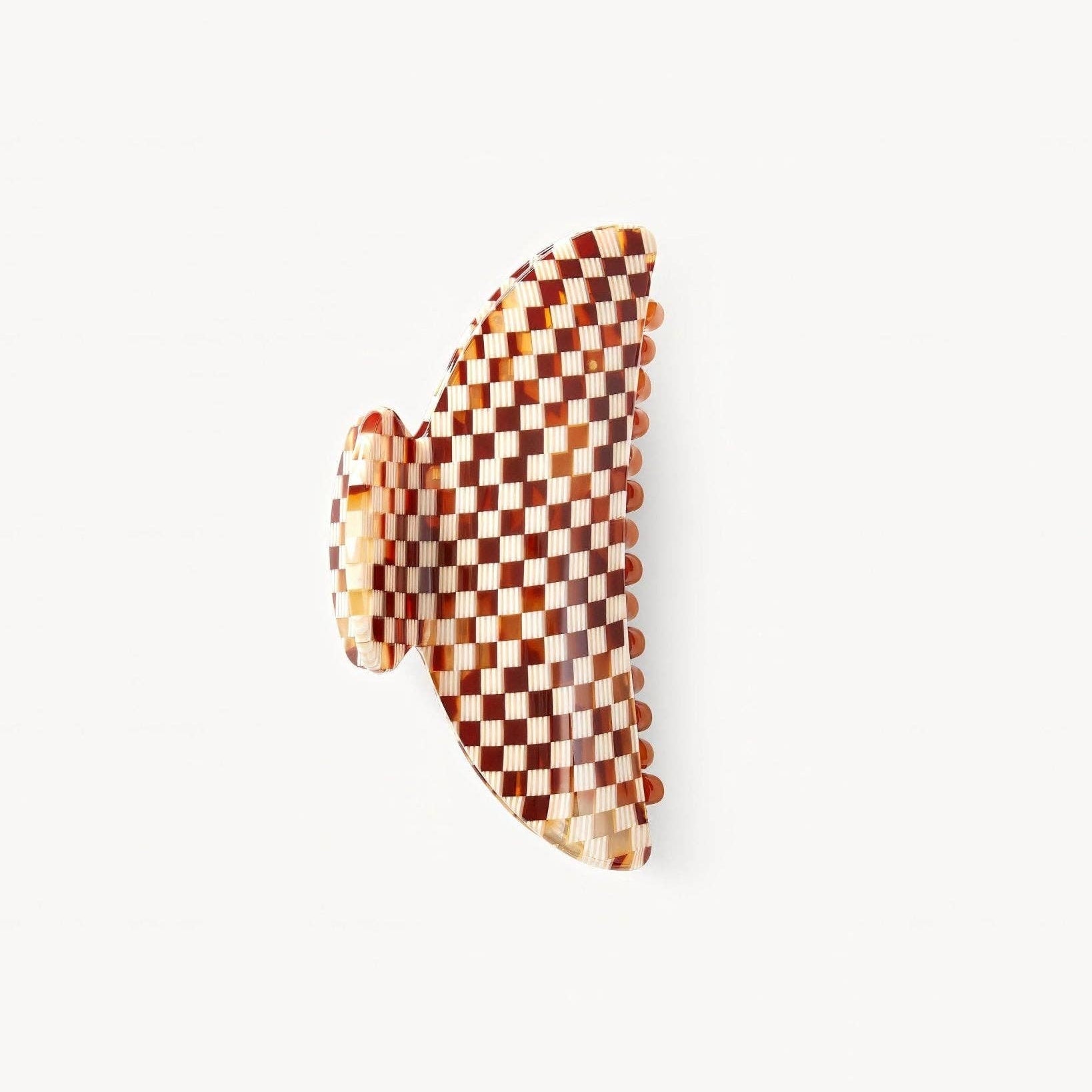 MACHETE Midi Heirloom Claw in Tortoise Checker Acetate on a white background flat view