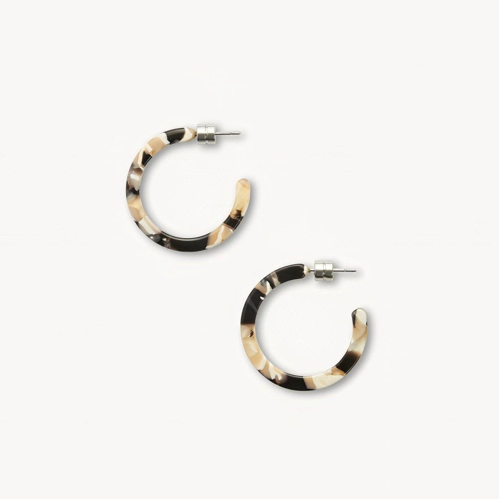 MACHETE Mini Hoops in Abalone Acetate on a white background