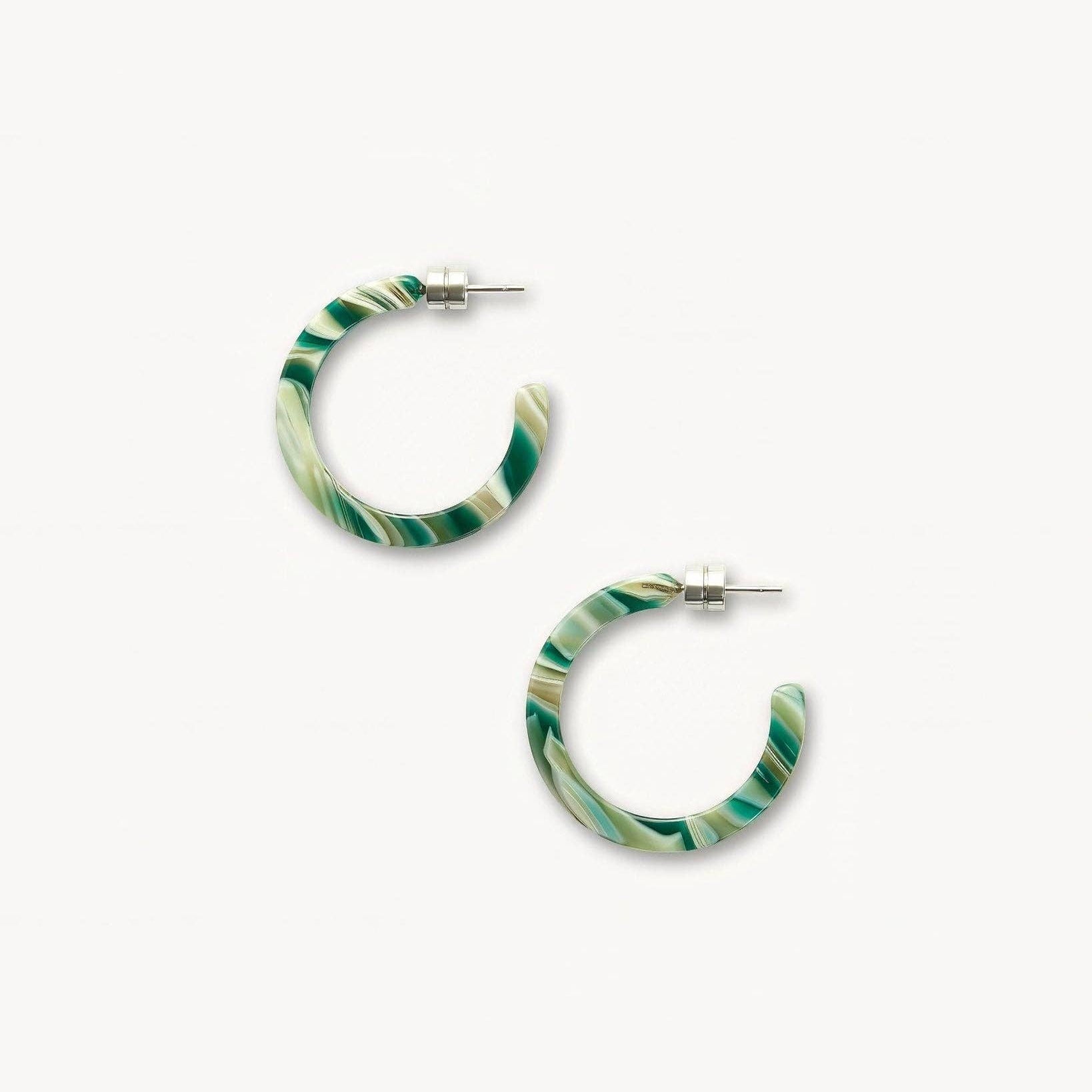 MACHETE Mini Hoops in Stromanthe Acetate flat on a white background