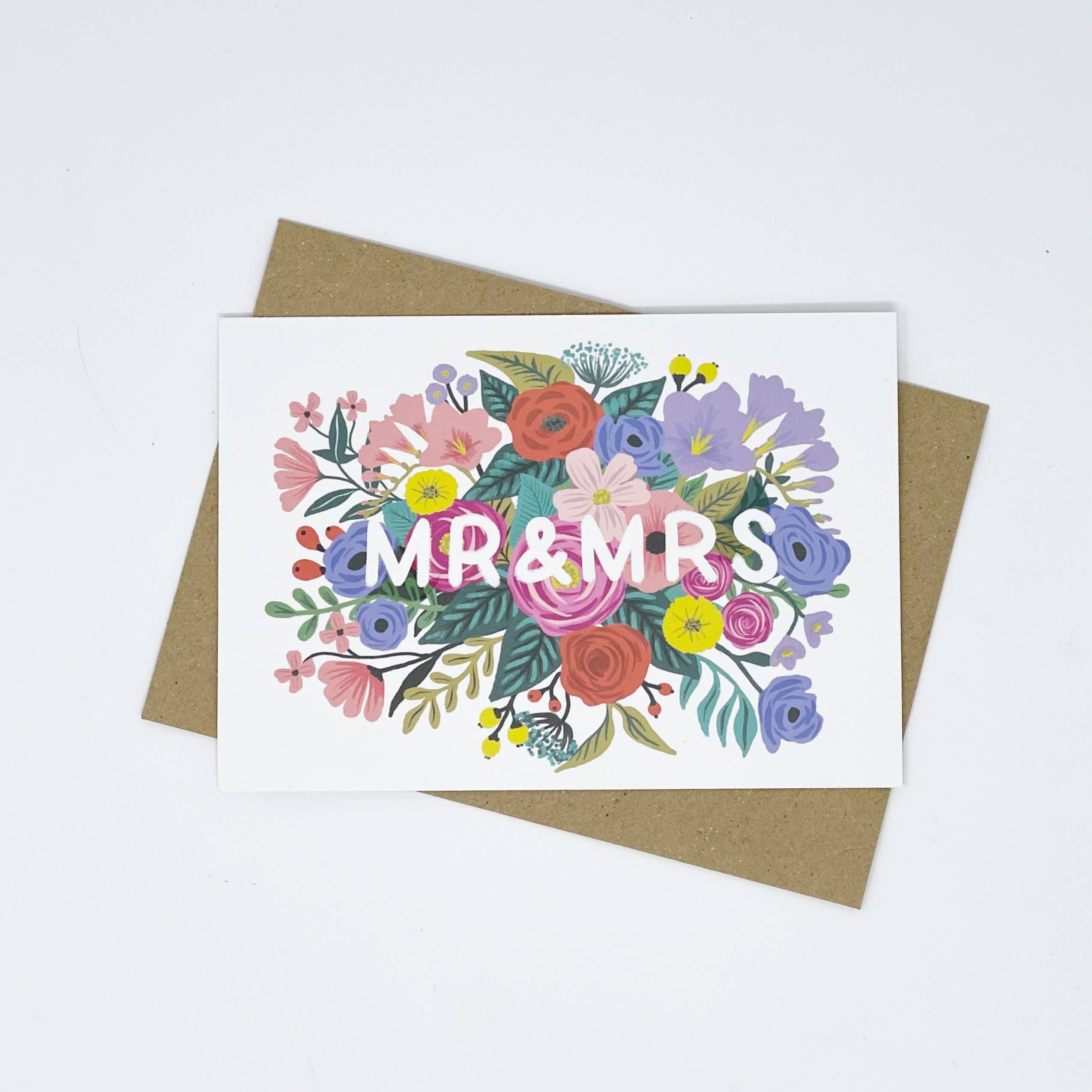 Mr & Mrs Floral Wedding Card by Lomond Paper Co