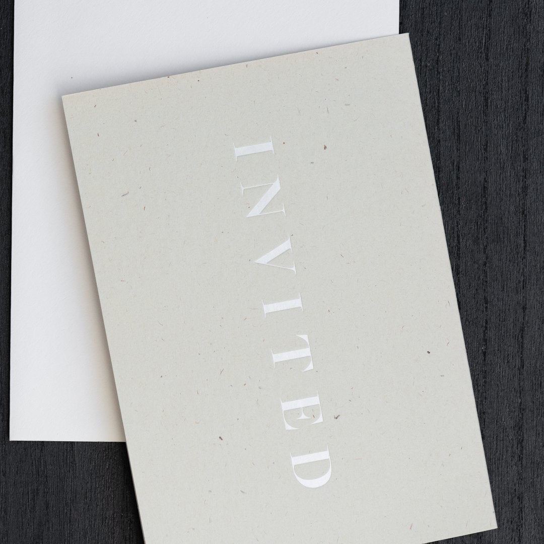 Invited Card | White on Beige | Conscious Collection by Ola