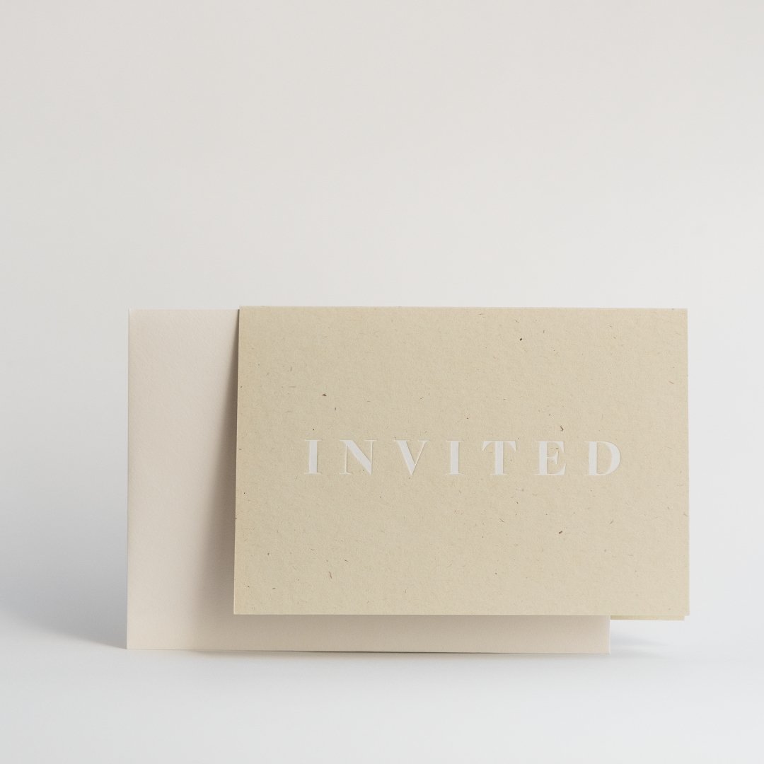 Invited Card | White on Beige | Conscious Collection by Ola