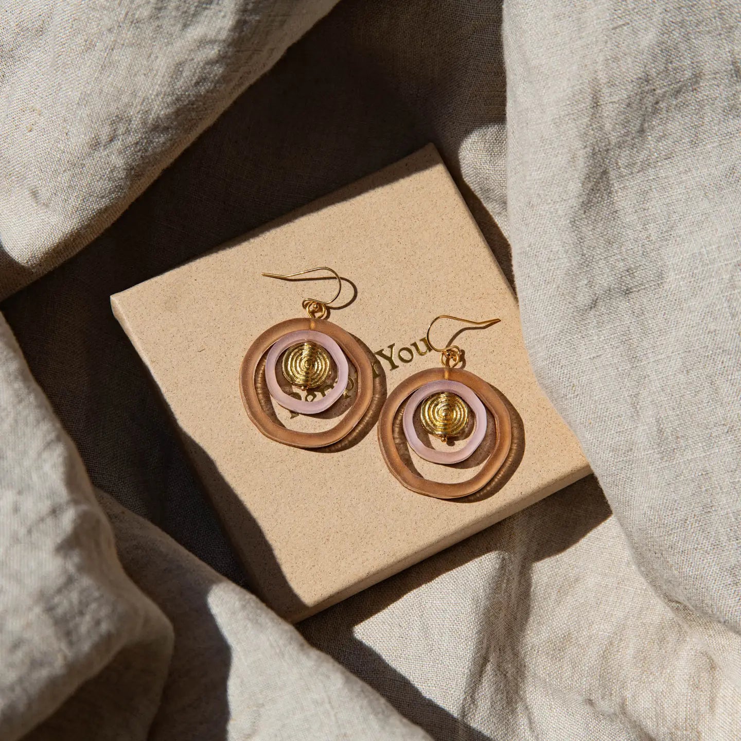 Circle of Life Earrings in Acrylic & Wood | Lilac & Caramel by Pepper You - Lifestory