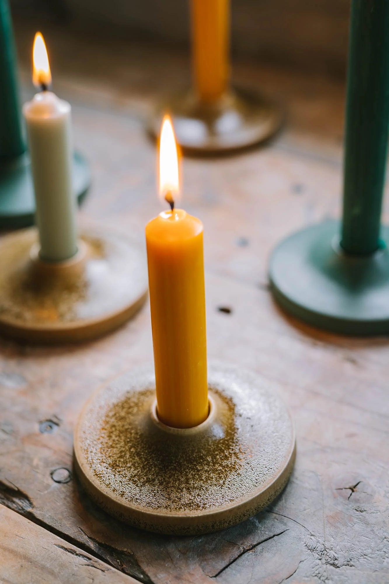 Candle holder in Toffee and Forest by Sophia McEvoy Ceramics - Lifestory