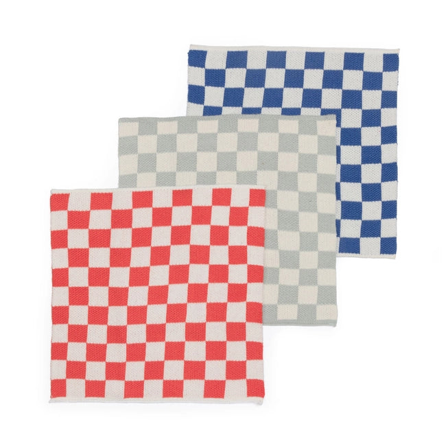 Sophie Home Reusable Cotton Checked Dish Cloths - Set of 3