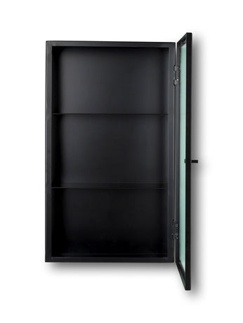 Black reeded clearance glass wall cabinet