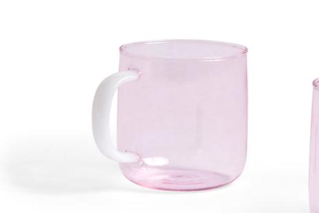 Glass Borosilicate Mugs | Set of 2 | Pink with White Handle | by HAY - Lifestory - HAY