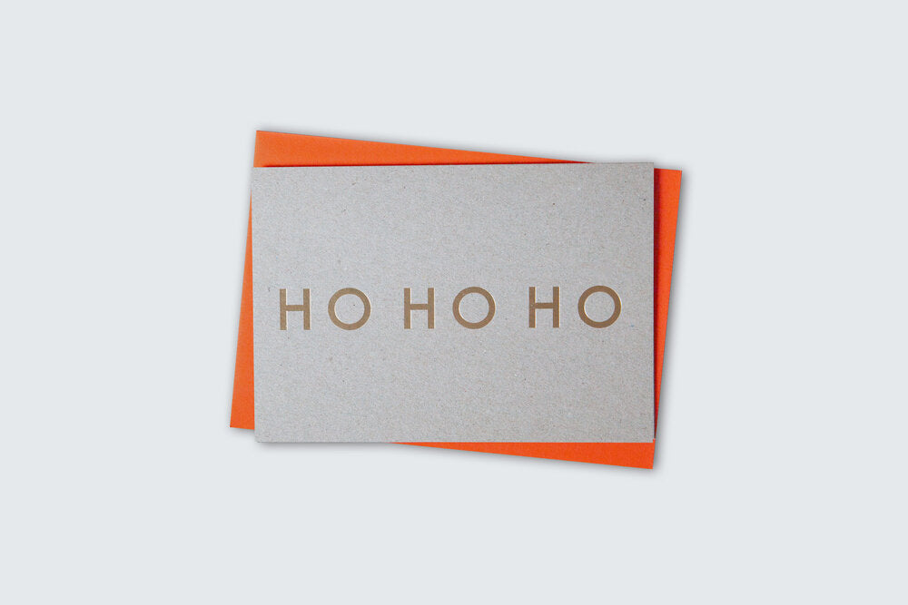 Ho Ho Ho Card | Brass on Recycled Grey | Foil Blocked | by Ola - Lifestory - ola