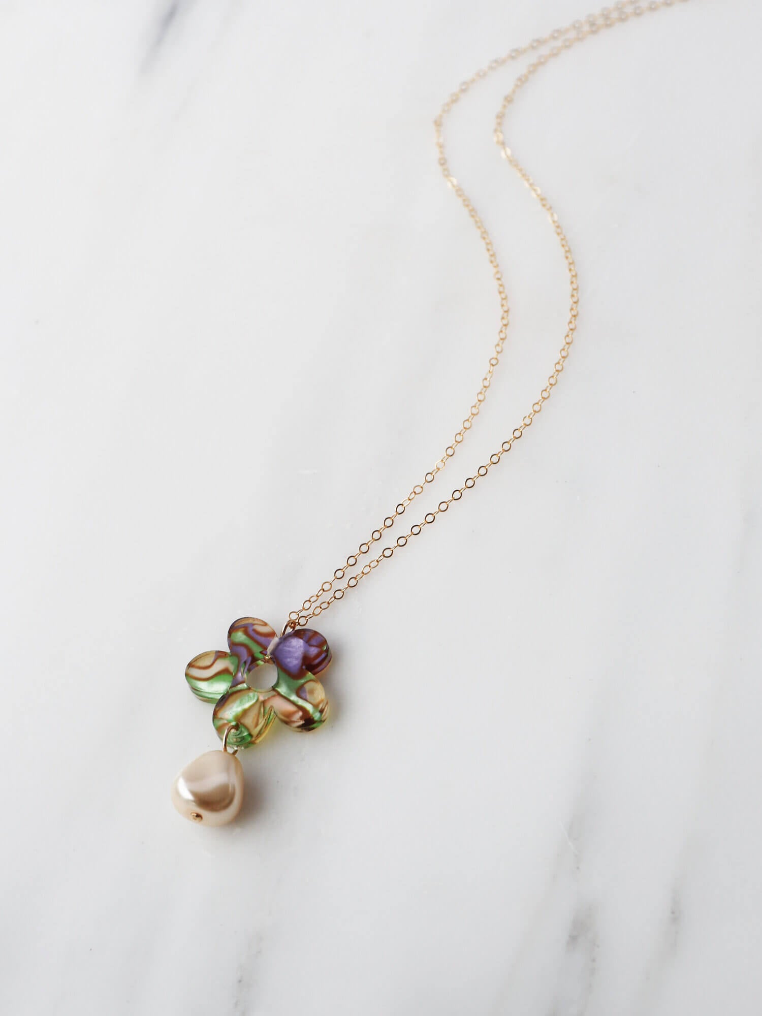 Billie Necklace | Iridescent Ripple & Glass Pearl | by Wolf & Moon