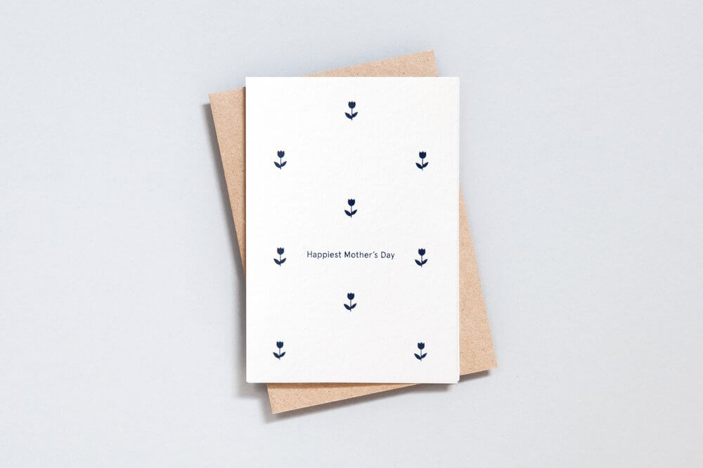 Happiest Mother's Day | Navy on Cotton White | Foil Blocked | by Ola - Lifestory - ola