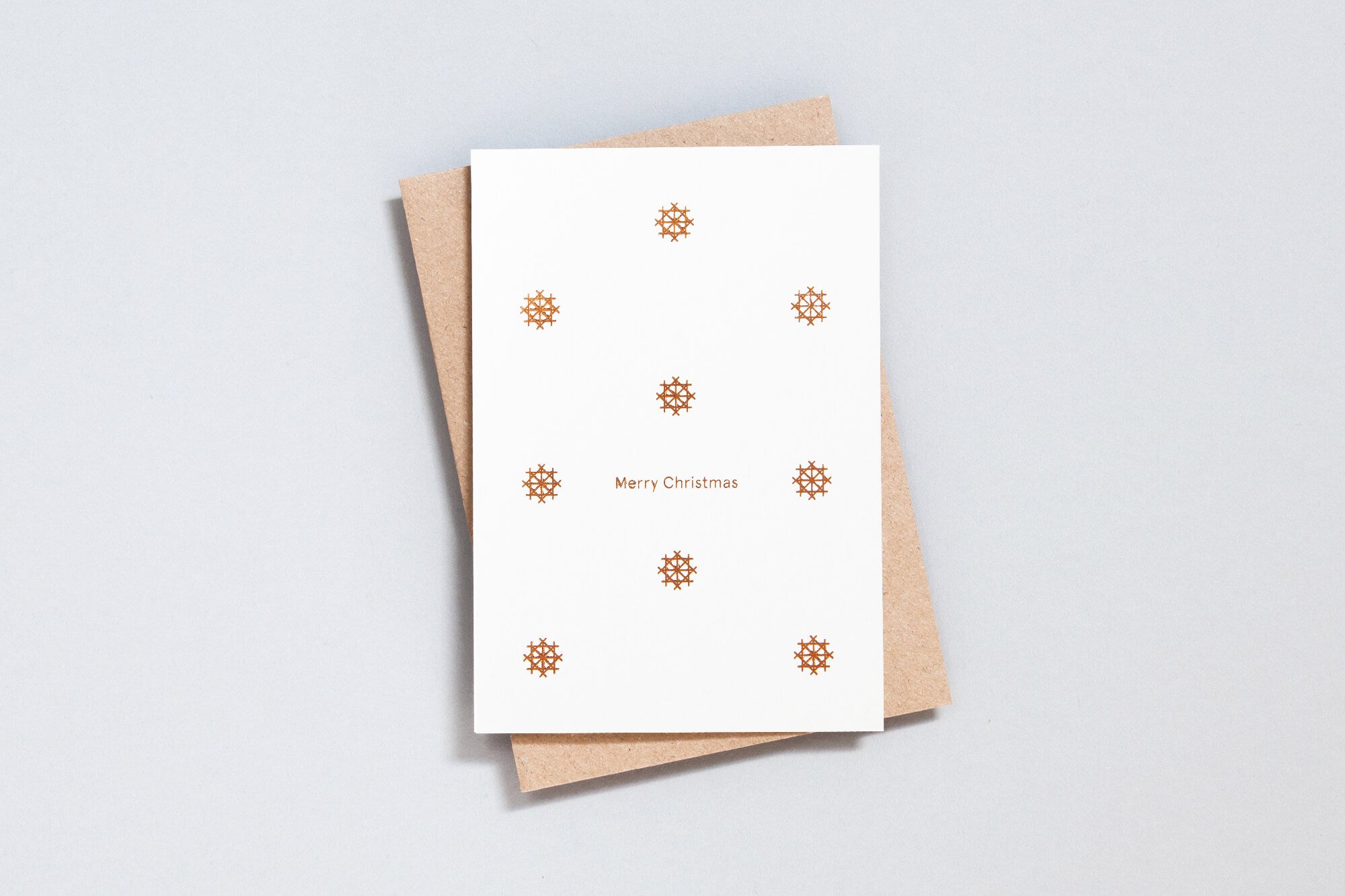 Merry Christmas - Snowflakes Card | Copper on Recycled Natural | Foil Blocked | by Ola - Lifestory - ola