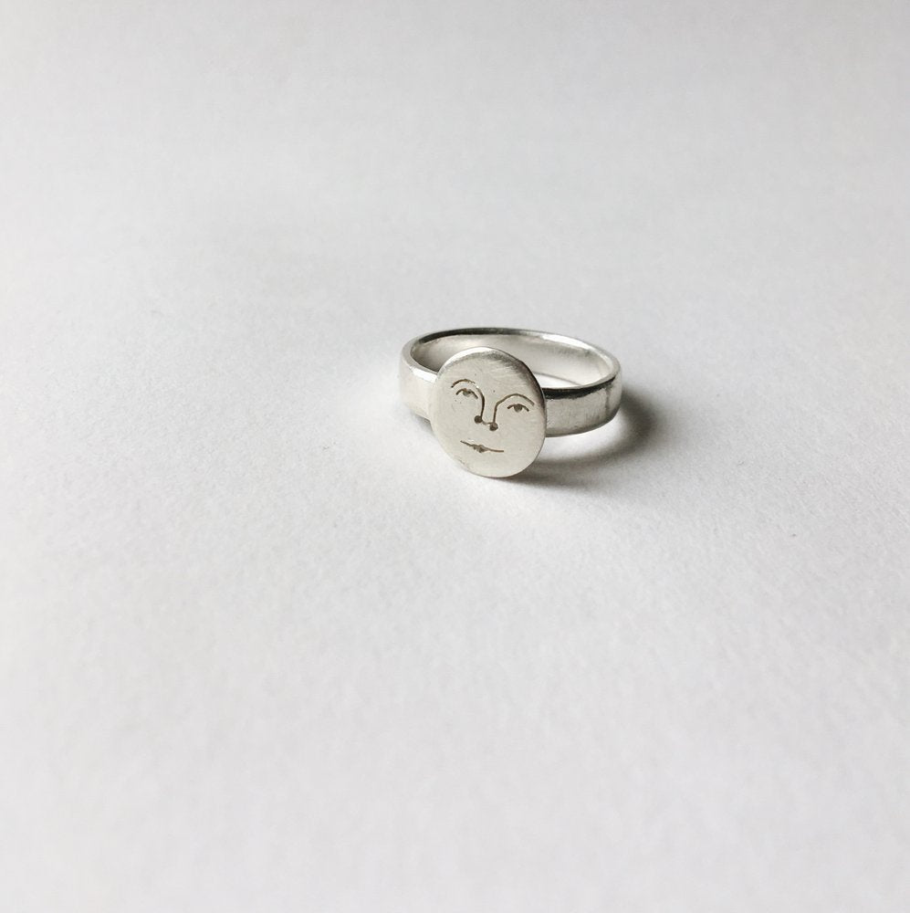 Mini Moon Face Ring | Sterling Silver - Lifestory