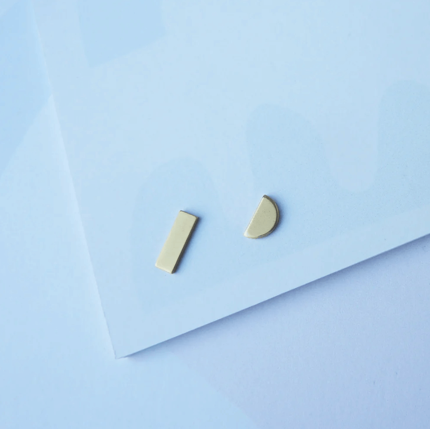 Segment Studs | Brass Mismatched Shapes | by Custom Made - Lifestory - Custom Made